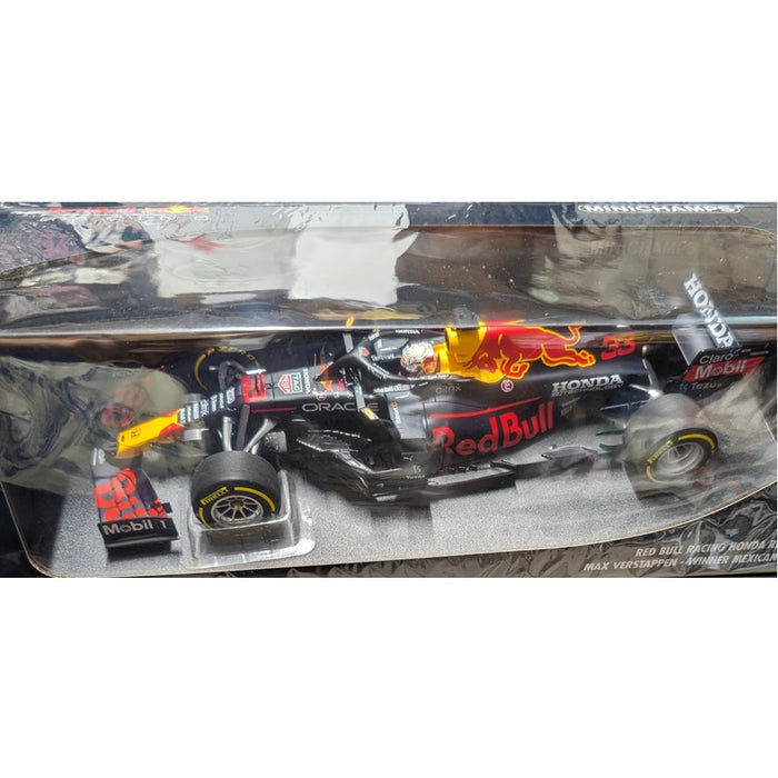 MINICHAMPS, Red Bull Racing Honda RB16B - Max Verstappen - Winner Mexican GP 2021, 1:18 Scale Diecast Car