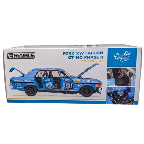 Classic Carlectables Ford XW Falcon Phase II 1970 Bathurst John Goss/Bob Skelton 53E, 1:18 Scale Diecast Model Car