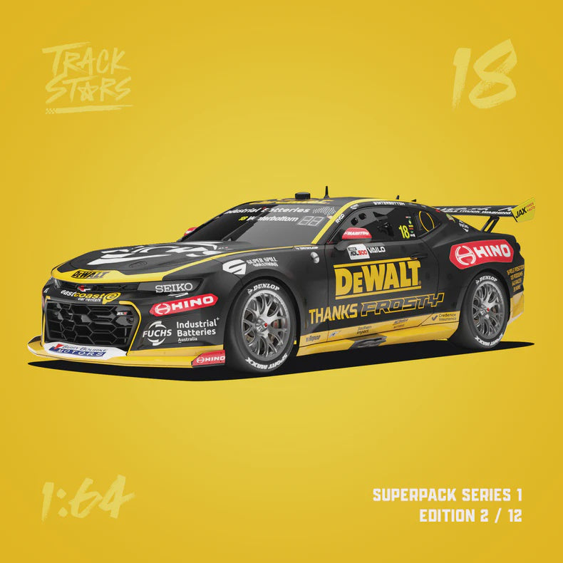 TrackStars DEWALT Racing #18 Chevrolet Camaro Zl1 Supercar - 2024 Adelaide 500 - Mark Winterbottom, 1:64 Scale Diecast Car