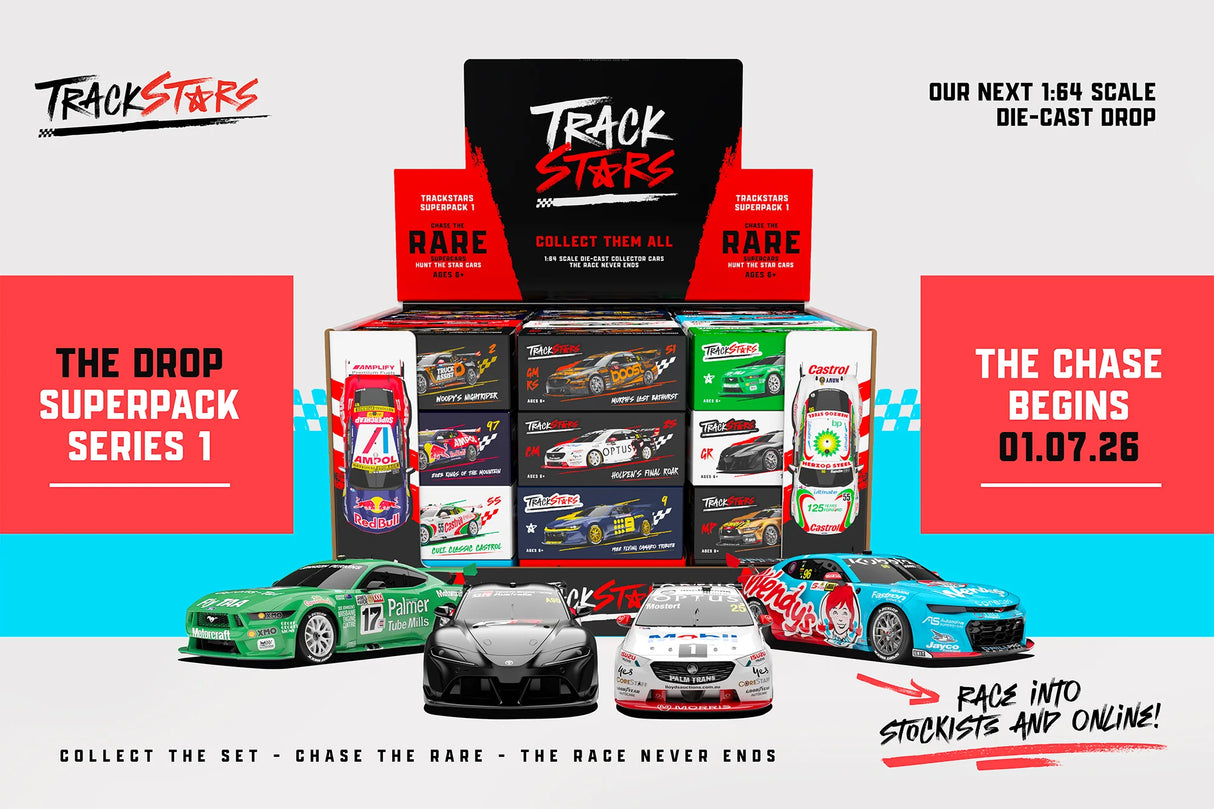 TrackStars Team #3 Redarc Ford Mustang GT Supercar - 2025 Adelaide Grand Final - Aaron Cameron, 1:64 Scale Diecast Car