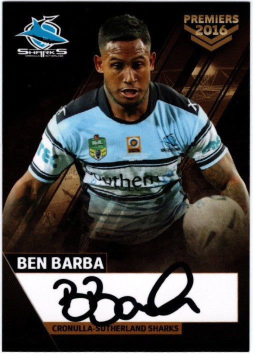 2016 Cronulla Sharks Official Signed Premiers Card Set (Read Description)