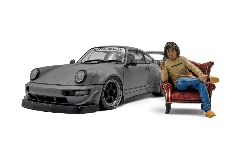 2024 Porsche RWB Body Kit Nargo Grey w/Akira Nakai Figure, 1:18 Scale Diecast Car