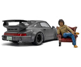 2024 Porsche RWB Body Kit Nargo Grey w/Akira Nakai Figure, 1:18 Scale Diecast Car