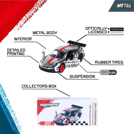 White Porsche Vision Gran Turismo 72 - Majorette: Porsche Deluxe Cars, 1:64 Scale Diecast Car