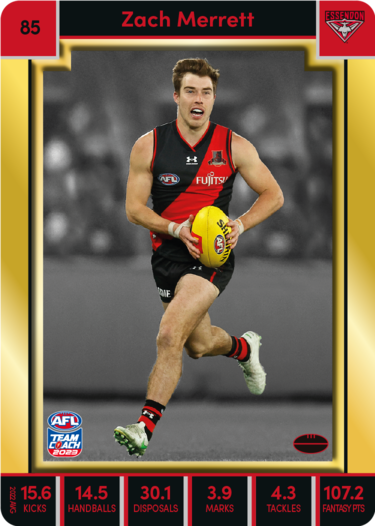 Zach Merrett, 85, Gold Parallel, 2023 Teamcoach AFL