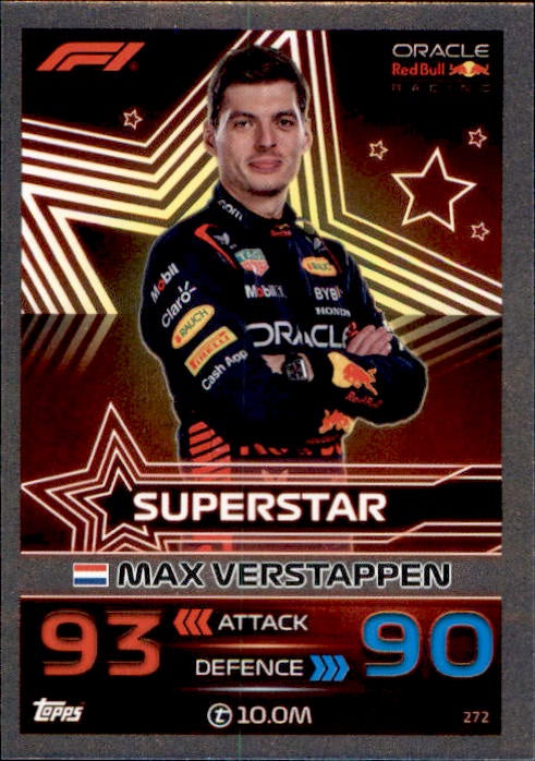Max Verstappen, #272, Silver Parallel, 2023 Topps Turbo Attax Formula 1 Racing