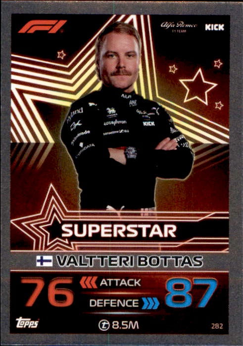 Valtteri Bottas, #282, Silver Parallel, 2023 Topps Turbo Attax Formula 1 Racing
