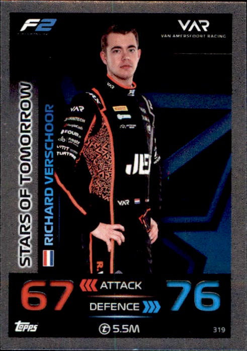 Richard Verschoor, #319, Silver Parallel, 2023 Topps Turbo Attax Formula 1 Racing