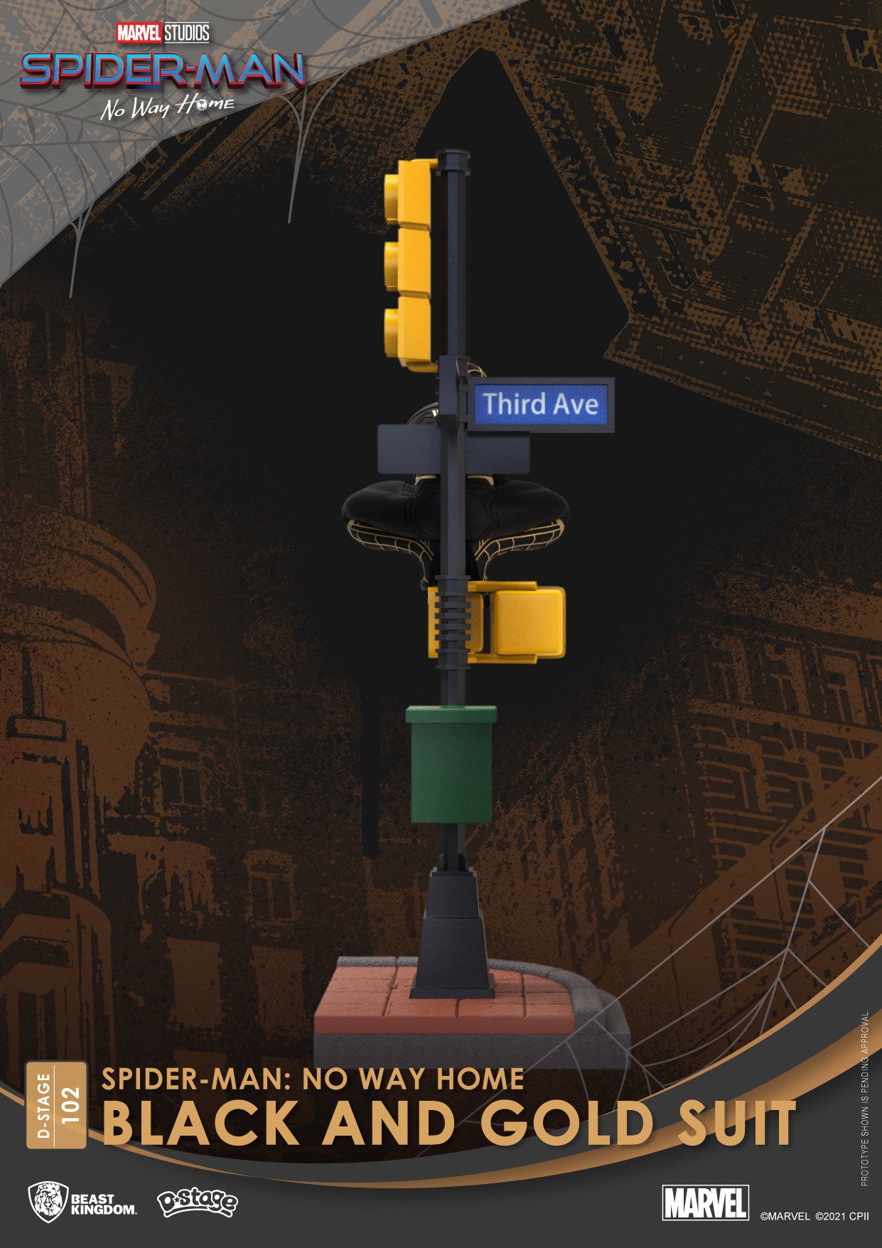 Beast Kingdom D Stage Spiderman No Way From Home Spiderman Black and Gold Suit