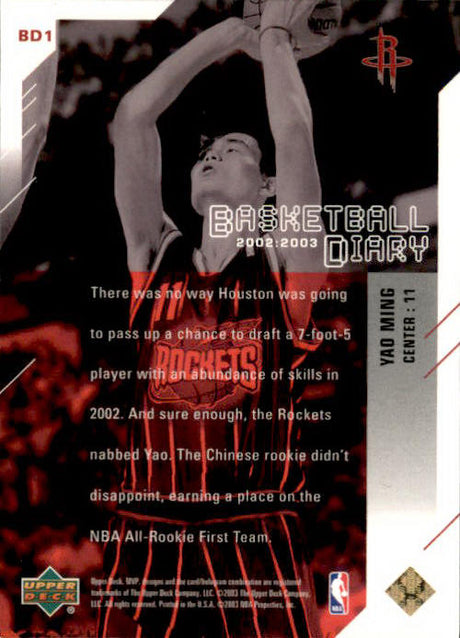 Yao Ming, Basketball Diary, 2002-03 UD MVP Basketball NBA